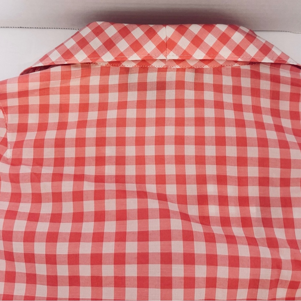Jones New York Collection Pink Gingham Silk Blouse Long Sleeve Cuffs Size 14W - Picture 6 of 16